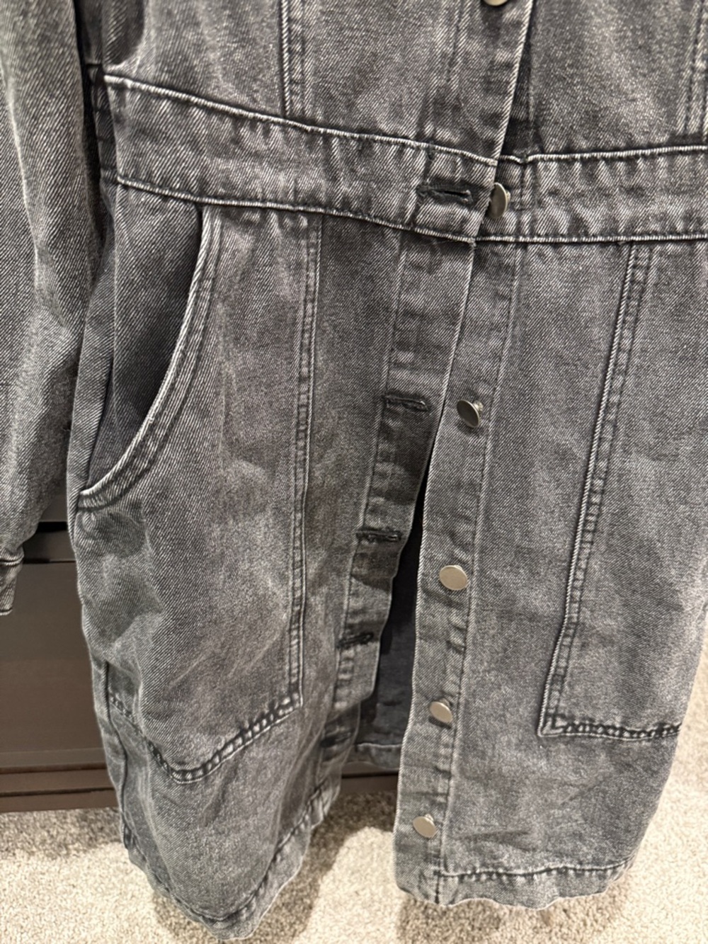 Gilli Washed Black Denim Button-Front Jacket Dress - Picture 2 of 5